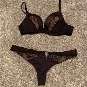 NWT Adore Me Black & Nude Lace Bra Set